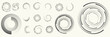 © miloje - Abstract circular halftones element set, geometric dotted ring and spiral circle shapes for modern design, technology, or motion graphic backgrounds. Dotted round elements, radial spirals, and vortex.