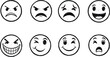 © CreatAr8 - Set of eight simple outline emoji faces displaying various emotions.