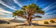 © chokdeelaw - Ancient cypress tree in desert landscape with unique branches and trunk
