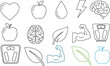 © MDHRIDOY - Health and Wellness Icons: Heart, Apple, Brain, Muscle, Scale, Leaf, Water Drop