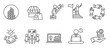 © TECHICON PRO - business icons collection includes corporation, marketing, sales, success, synergy, collaboration, meeting, profit, work, investment with thin lines and white background.