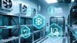 © Aamir - A blue lit cold storage with shelves and holographic cooling icons symbolizing modern cold chain logistics solutions precision