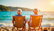 © Lyudmila Finkel - Elderly couple relaxing on beach chairs by the ocean at sunset
