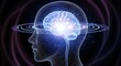 © Sameera - Abstract visualization of a glowing human brain within a silhouette head, representing consciousness and thought processes