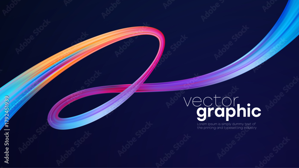Loop Colorful Vector Vector Illustration Dynamic Color Ribbon Loop on Dark Background for ...