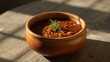 © Den Boro Day - Brown Bowl with Textured Surface. A Culinary Still Life in Warm Light, Shadows and Color.