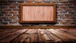 © Jeffrey - rustic wooden frame on a wooden surface against a brick wall