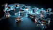 © Lianlian Liang - Global supply chain and data network concept: container or server blocks on world map with glowing connections, for logistics and technology background.