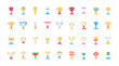 © lembergvector - Trophy cups, award flat icons set vector illustration. Abstract outline trophy symbols collection, reward for sports champions and winners in a championship, goblet prize for a football team.