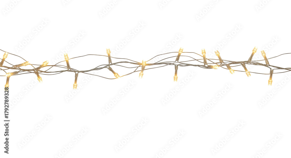 Isolated string of yellow Christmas lights for holiday celebrations ...