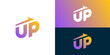 © Hi_std - Creative simple UP logo template. Modern UP typography for Business startup logo design vector illustration.