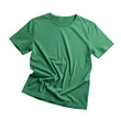 © Divid - Green T-Shirt Mockup Casual PNG. Blank wrinkled cotton tee isolated for relaxed apparel design. Realistic garment template PNG
