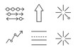 © Александр Михайлюк - Artificial Photosynthesis Icons. Line style icons of artificial photosynthesis: electron transfer chain, charge movement arrow,