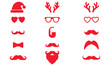 © Shapna Saha - set of vector red hipster fashion men faces with beard, mustache, and glasses