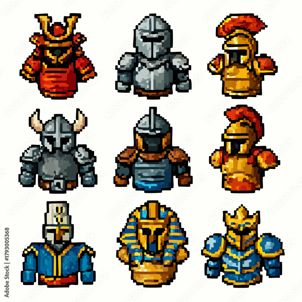 Pixel Art Medieval Knight Character Game Sprites Stock Vector | Adobe Stock