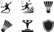 © Abir - Badminton Sport Icons with Players and Equipment Keywords: badminton, sport, game, competition