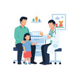 © MinixT - Father and his young daughter having a pleasant consultation with their friendly pediatrician in a welcoming clinic office.