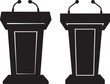 © Md - Two identical podiums with microphones silhouette