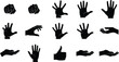 © Anu's World - Human hand gesture silhouette set, various finger positions, expressive signs, communication symbols, vector illustration for design and education use
