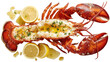 © Natthakan - Delicious lobster with lemon, garnished with herbs and spices. or transparent background
