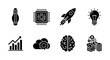© maximon4ik - Set of simple technology and innovation icons in black silhouette style