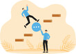 © Sweeto - Expert advice or intelligence information to solve business problems, professional consultant or provide solution, expert entrepreneur with speech bubble helping connect ladder to success.