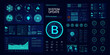 © Amrito - Futuristic digital interface with system update notification and bitcoin symbol on dark blue background