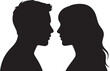 © Raf Digital - Male & Female Head Silhouettes – Facing Profiles for Love, Romance, Communication & Relationship Concepts — Vector Illustration