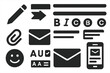 © Olha - Email Interface Icons. Solid style icons of email interface elements: compose button, send arrow, toolbar icons, subject line bar,