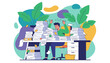 © House of Vector - Overwhelmed man buried in huge piles of paperwork symbolizing excessive workload stress and bureaucracy
