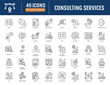 © Control New - Consulting Services icon set. Vector illustration with editable strokes