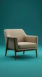 © Hungarian - Modern comfortable upholstered accent chair showcases mid-century inspired wooden frame design