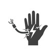 © Vooglo.com - Icon of a hand receiving an electric shock from a frayed wire, symbolizing danger and electrical hazard
