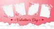 © IMAGE STORE - Valentines Day Template with Photo Frames and Pink Paper Hearts for Romantic Memories and Festive Celebrations create a beautiful digital collage of your loved ones and treasured moments