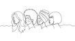 © PDWN Creative - One continuous line drawing of four women in profile, representing diversity and unity