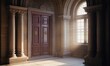 © irawan710 - Sunlit hall with arched windows and a dark red door