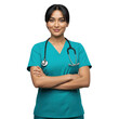 © Napapon - Confident South Asian nurse with stethoscope ready to help patients isolated on transparent background