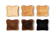 © Nur - toasted bread slices in different shades of brown, minimalist food photography style, high resolution, detailed, crisp, studio lighting
