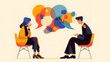 © Ky - flat illustration of two people sitting and deep talk