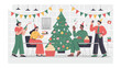 © Abu - Festive Gathering: A lively office Christmas party featuring colleagues in celebratory mood, complete with festive decorations, cake, and camaraderie.