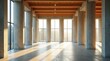 © Leonardo - Amplio interior arquitectónico con altas columnas de hormigón con textura visible