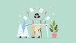 © Creative Vector - Joyful woman celebrating achievement at a winterthemed office desk throwing papers in the air
