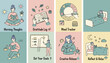© Vector Artist - Selfcare and wellness routine illustration grid tracking mood setting goals creative release and relaxation