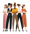 © Karina - Empowering women in business standing strong as diverse professionals isolated on transparent background