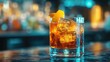 © tito - Old Fashioned cocktail, bar, ice, citrus, night, drinks menu,  glowing, alcohol, beverage
