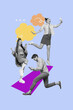© deagreez - Sketch art 3d creative collage of happy girl guy stand colorful cloud notification speech dialogue icon communication chat
