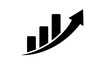 © ana - Vector illustration of black icon representing business growth with a bar chart and an upward trending arrow, on a transparent background