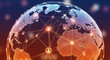 © Hanan - Global network connection concept showing a digital earth with interconnected nodes representing people, businesses, and data points for worldwide communication