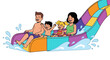 © Doni - Family Fun Day At Water Park Sliding Down Water Slide Smiling and Happy