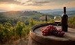 © Iqra - Experience the Tuscan countryside with a glass of red wine, perfect for travel blogs, culinary guides, and promoting a relaxing lifestyle in Italy